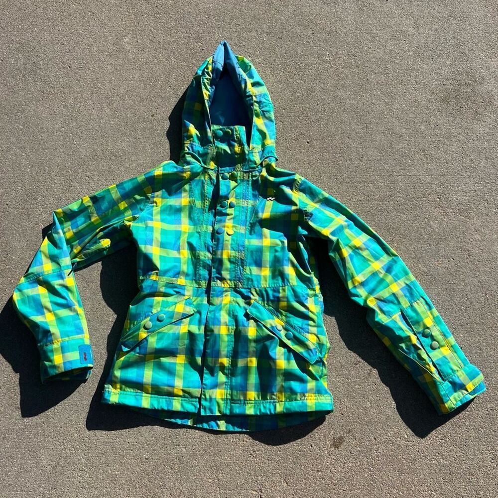 Foursquare Four Square Outerwear blue green yellow plaid ski snowboard jacket